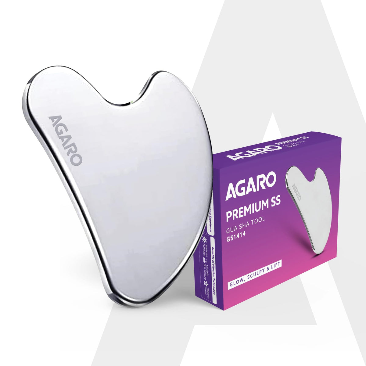 AGARO Premium Stainless Steel Gua Sha Tool – Facial Massager for Face, Neck & Eyes, Tightens Skin, Reduces Wrinkles & Re