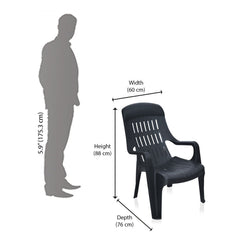 Nilkamal Weekender Plastic Arm Chair (Iron Black)