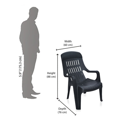Nilkamal Weekender Plastic Arm Chair (Iron Black)