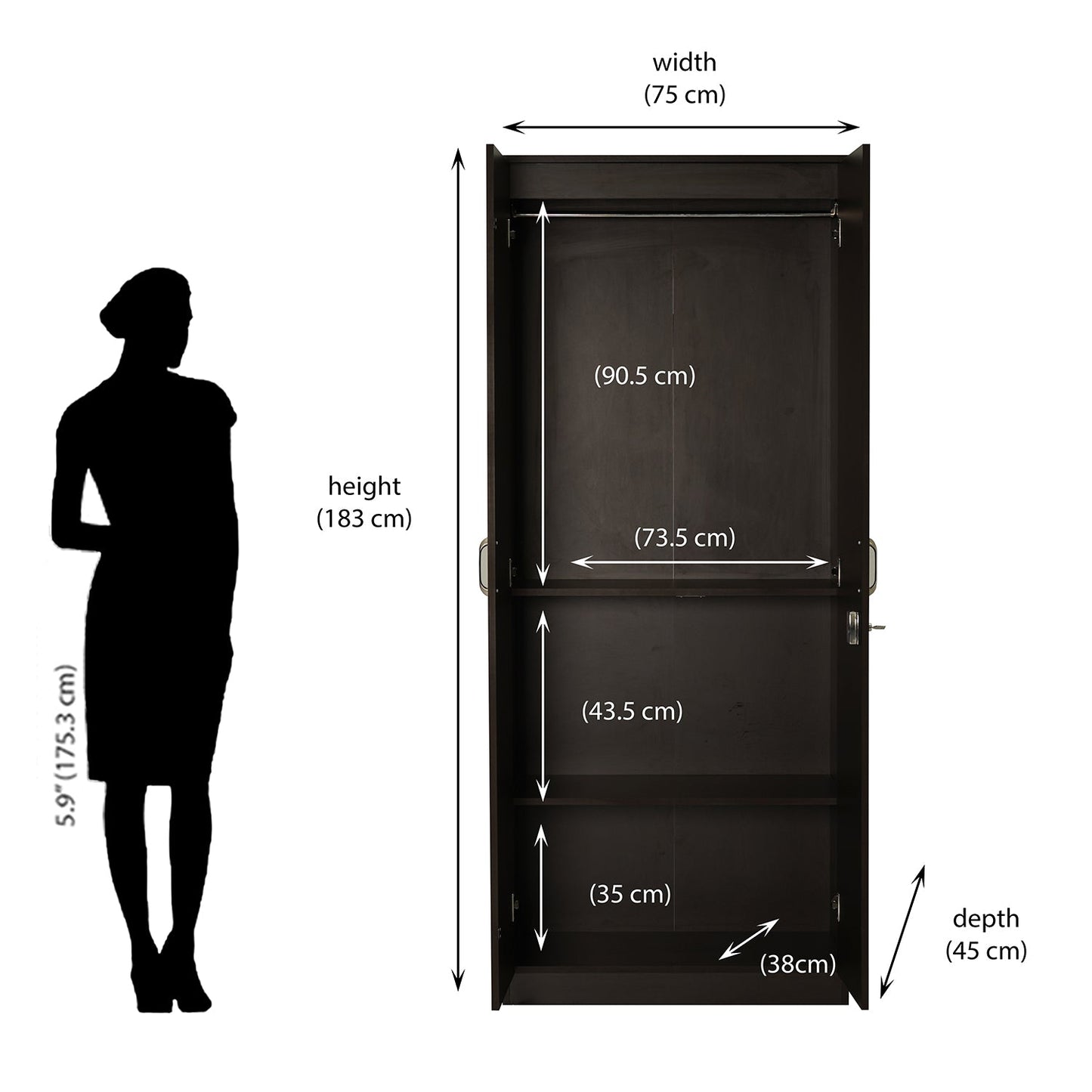 Nilkamal Willy 2 Door without Mirror Wardrobe (New Wenge)