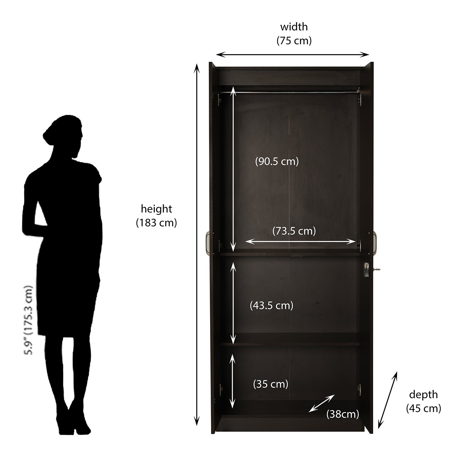 Nilkamal Willy 2 Door without Mirror Wardrobe (New Wenge)
