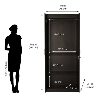 Nilkamal Willy 2 Door without Mirror Wardrobe (New Wenge)