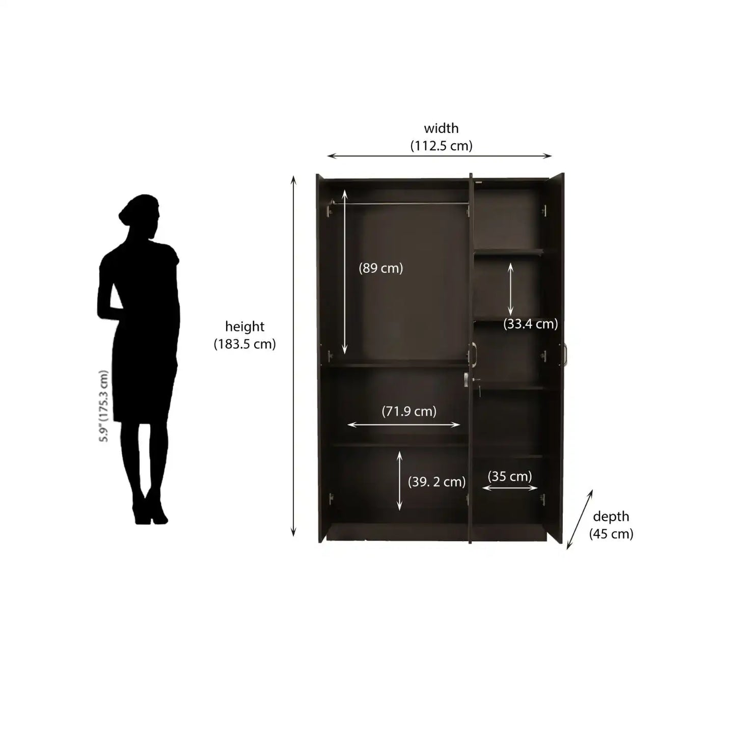 Nilkamal Willy 3 Door Wardrobe without Mirror (New Wenge)