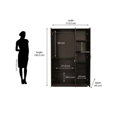 Nilkamal Willy 3 Door Wardrobe without Mirror (New Wenge)