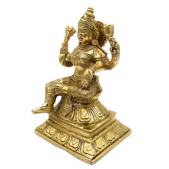 Handcrafted Brass Mahalakshmi Idol – Kamala Devi | Ashta Lakshmi | Shri Padma Lakshmi Sculpture for Home, Temple, and Pooja Decor, Gold, 6 Inch, 1 Piece