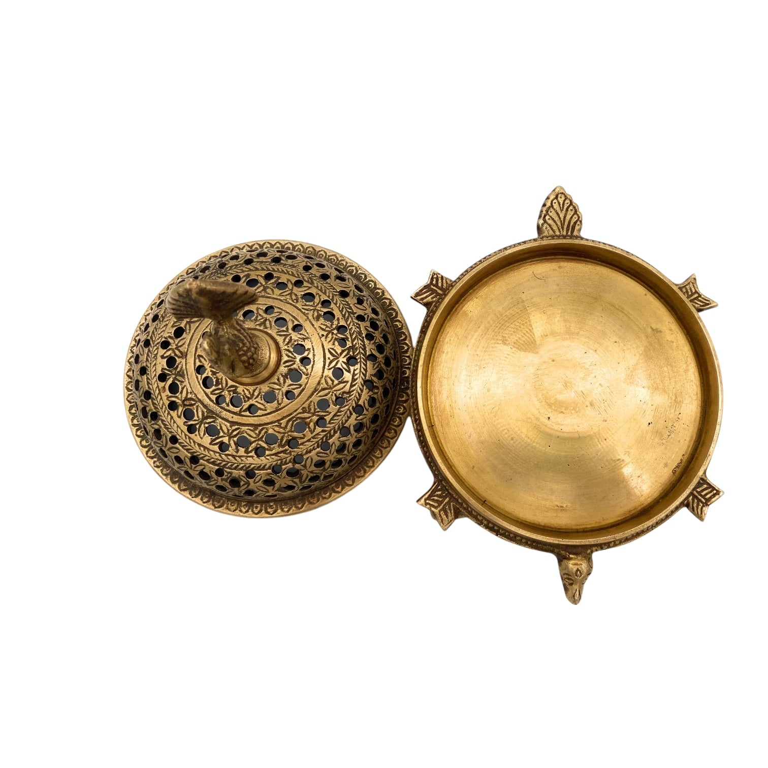 Brass Dhoop Dani, Peetal Sambrani Burner, Pital Agarbatti Stand for Pooja, Loban Dani, Bakhoor Holder,Gold, 5 Inch, 1 Piece