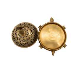 Brass Dhoop Dani, Peetal Sambrani Burner, Pital Agarbatti Stand for Pooja, Loban Dani, Bakhoor Holder,Gold, 5 Inch, 1 Piece