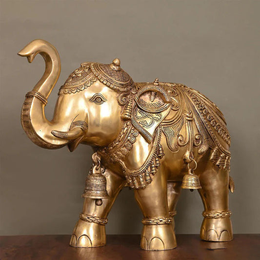 Brass Royal Elephant Statue (19.5 Inch)