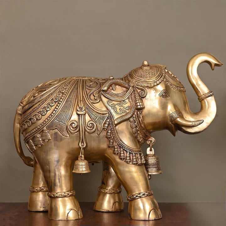 Brass Royal Elephant Statue (19.5 Inch)