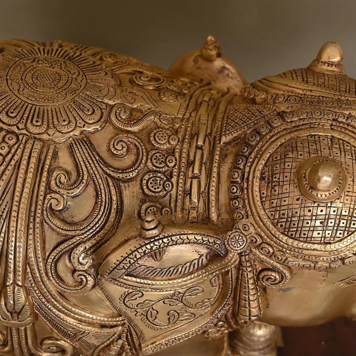Brass Royal Elephant Statue (19.5 Inch)