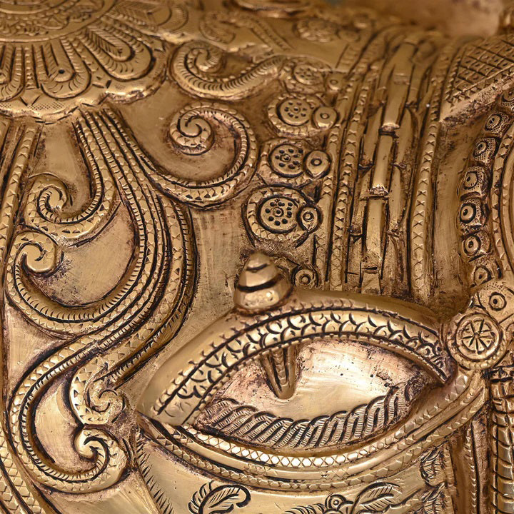 Brass Royal Elephant Statue (19.5 Inch)