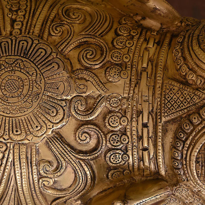 Brass Royal Elephant Statue (19.5 Inch)