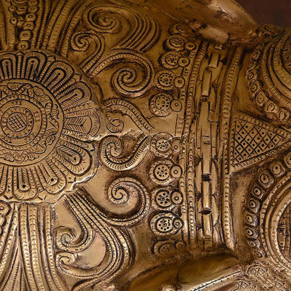 Brass Royal Elephant Statue (19.5 Inch)