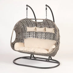 KASA Three Seater Hanging Swing With Stand For Balcony , Garden Swing (Golden)