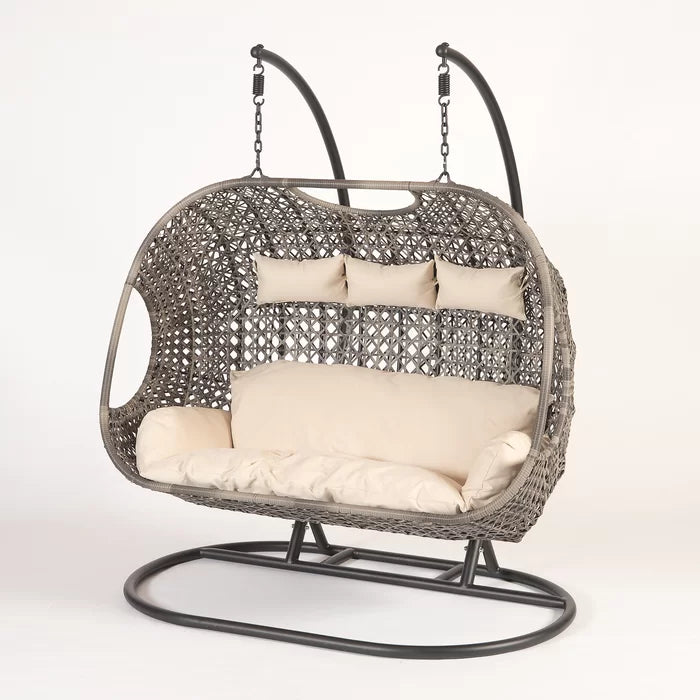 KASA Three Seater Hanging Swing With Stand For Balcony , Garden Swing (Golden)