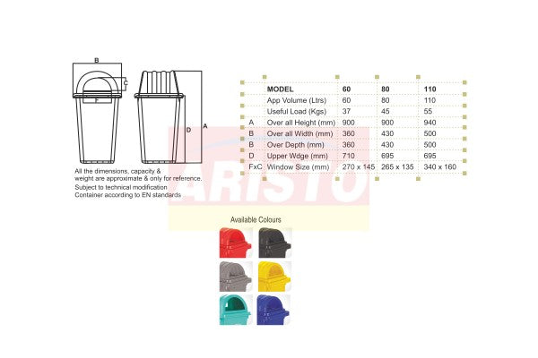 WASTE BINS WITH DOME LID