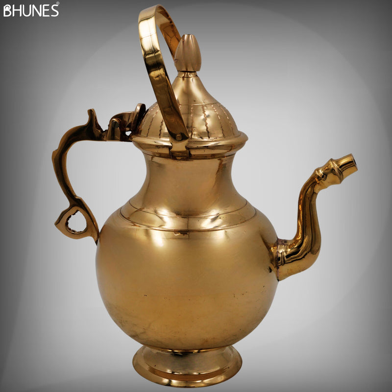 Handcrafted Brass Water Kamandal, Pooja Kamandal, Jal Kamandal, Peetal Ritual Vessel, Temple & Home Sacred Water Pot Gift,Gold, 11 Inch, 1 Piece