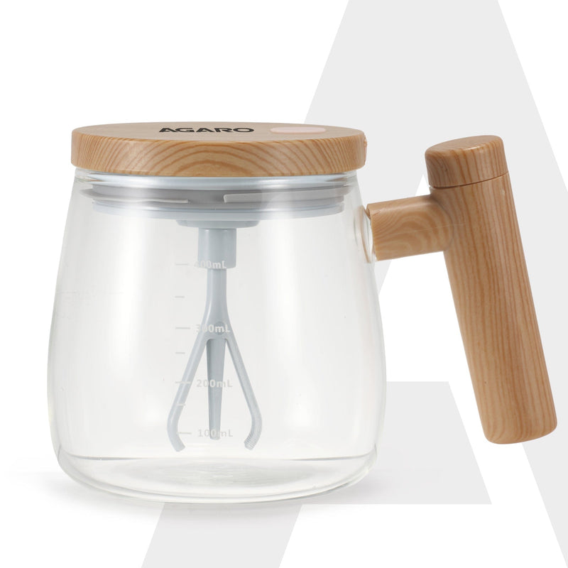 AGARO Self-Stirring Coffee Mug 400ml – Electric Automatic Mixing Cup with Lid, Borosilicate, Rechargeable Operated Blend
