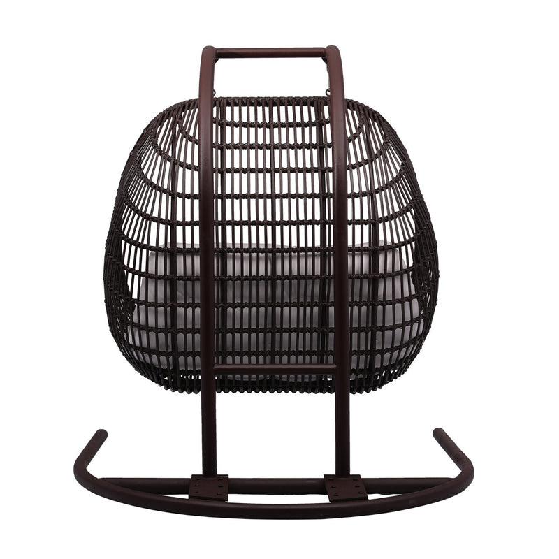 Urbano Double Seater Hanging Swing With Stand For Balcony, Garden Swing (Dark Brown)