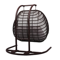 Urbano Double Seater Hanging Swing With Stand For Balcony, Garden Swing (Dark Brown)