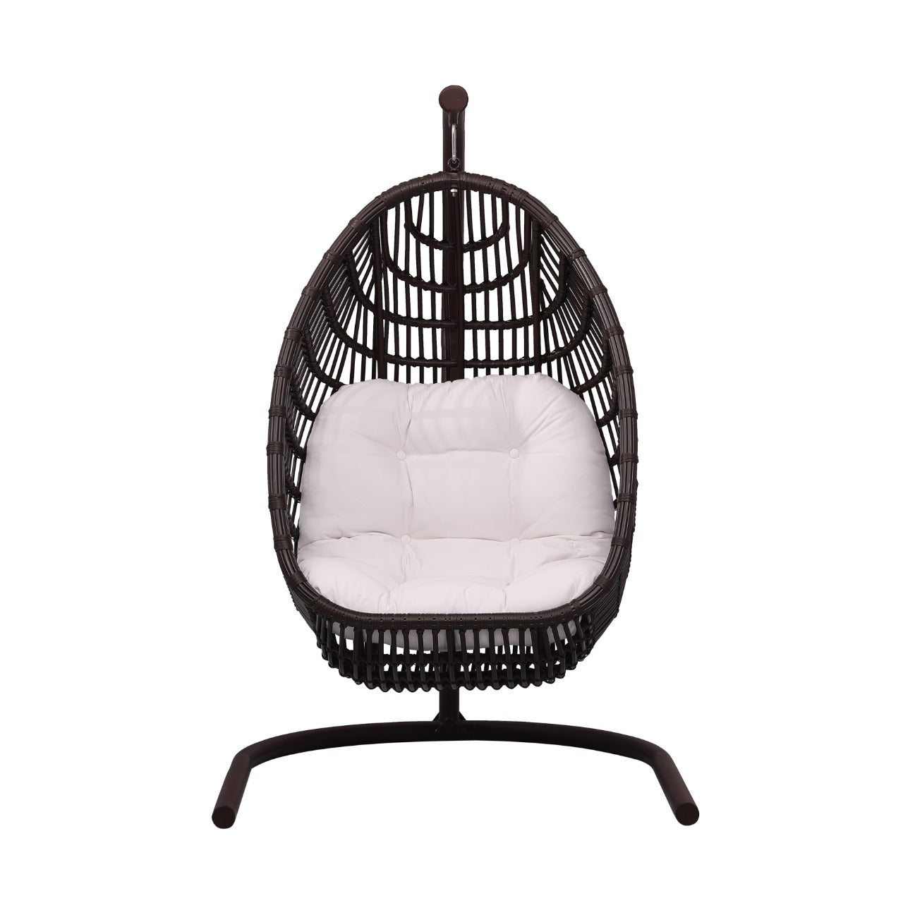 Pastora Single Seater Hanging Swing With Stand For Balcony, Garden (Dark Brown)