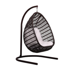 Pastora Single Seater Hanging Swing With Stand For Balcony, Garden (Dark Brown)