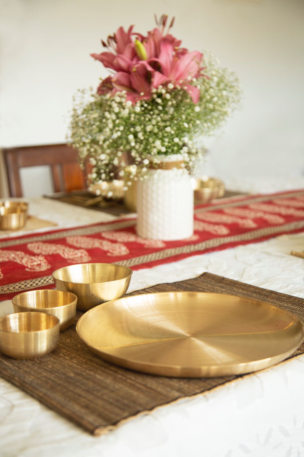 Kansa/Bronze Plate set ( Plate + 3 Katori ) - Velanstore