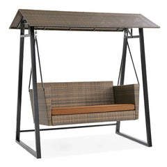 Lince Double Seater Hanging Swing With Stand For Balcony, Garden Swing (Brown)
