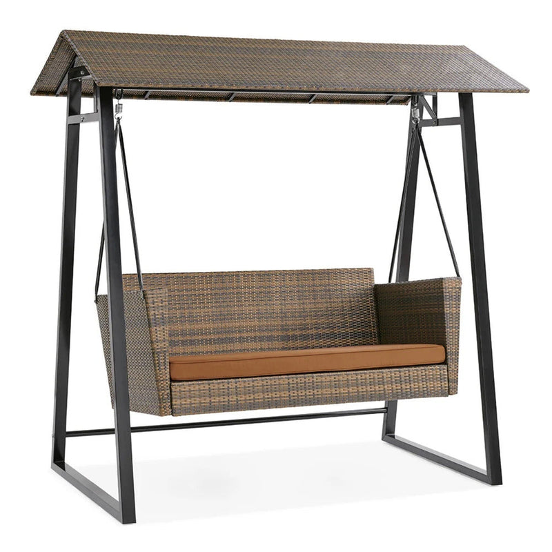 Lince Double Seater Hanging Swing With Stand For Balcony, Garden Swing (Brown)