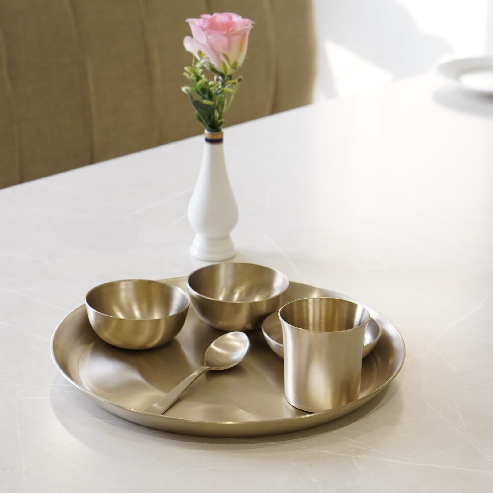 Bronze / Kansa Dinner Set Matte Finish (12inch plate)