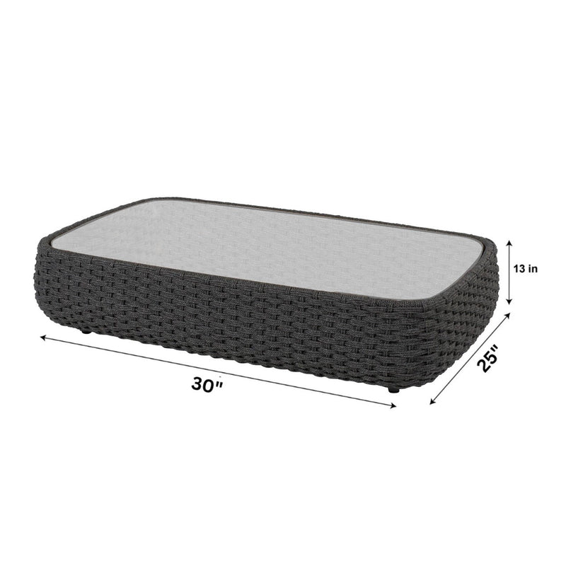 Deskoy Outdoor Garden Balcony Sofa Set 2 Seater, 2 Single seater and 1 Center Table Set, Braid & Rope (Black)