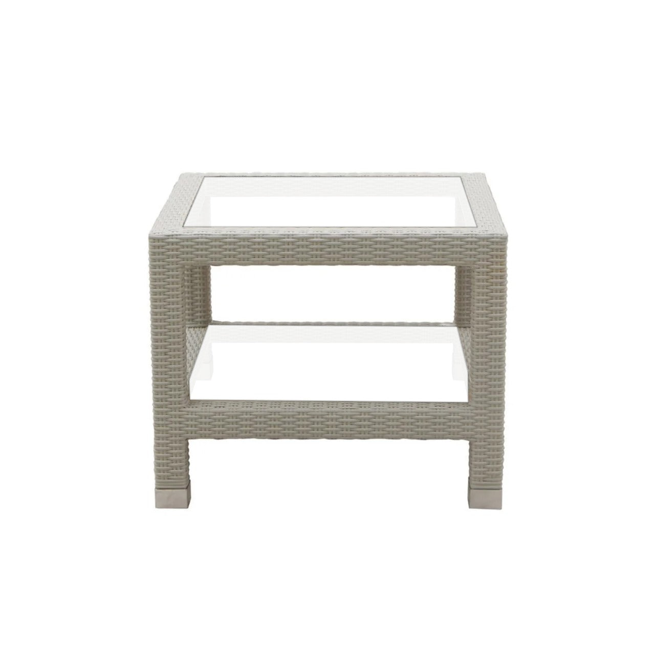 Hudson Outdoor Garden Balcony Sofa Set 3 Seater, 2 Seater With 2 Single Seater and 1 Center Table With 1 Side Table Set (White)