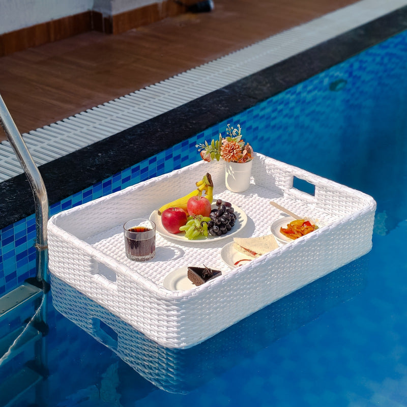 Rocío Luxury Floating Serving Tray For Swimming Pool - White( Rectangle )