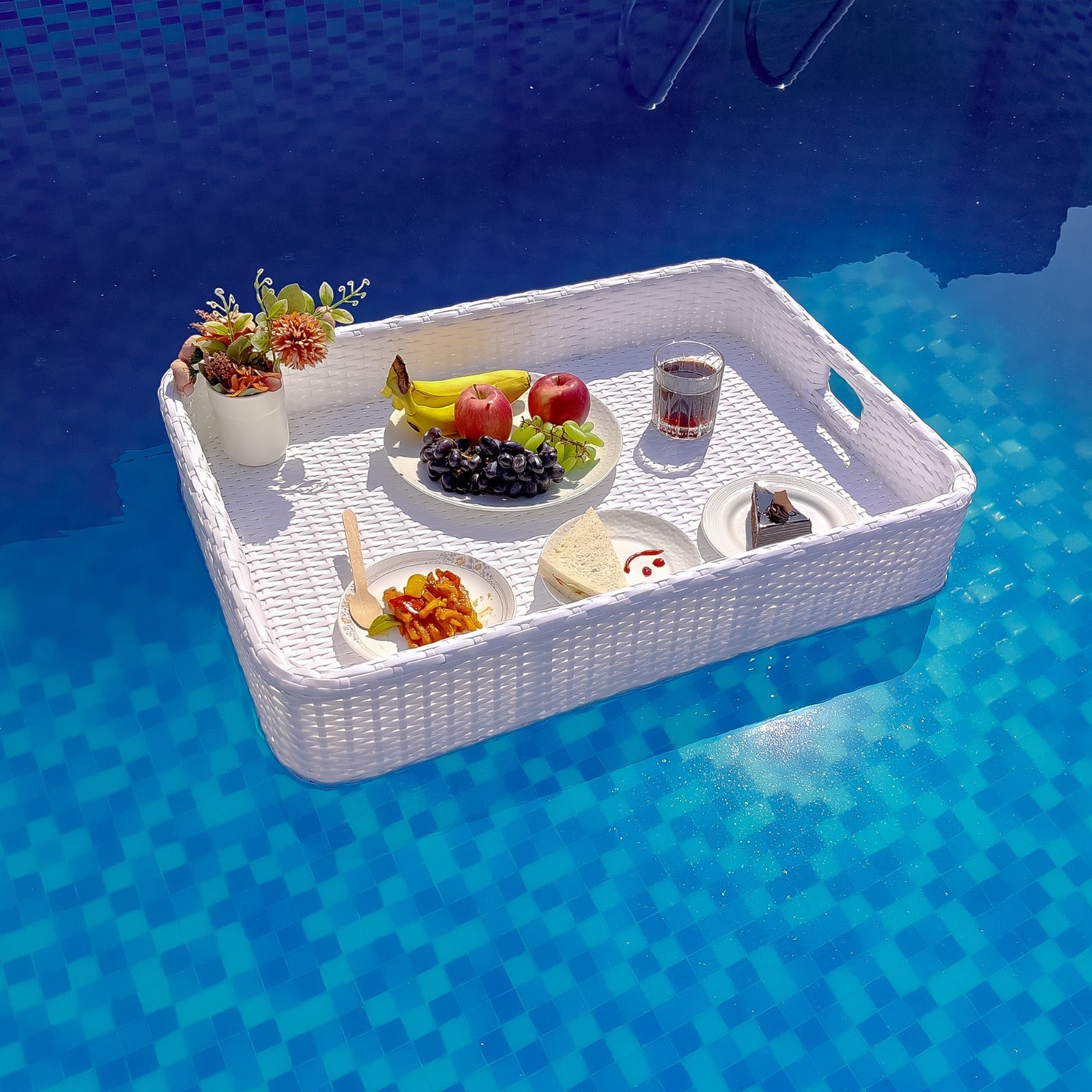 Rocío Luxury Floating Serving Tray For Swimming Pool - White( Rectangle )