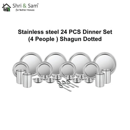 Stainless Steel 24 PCS Dinner Set (4 People) Shagun Dotted