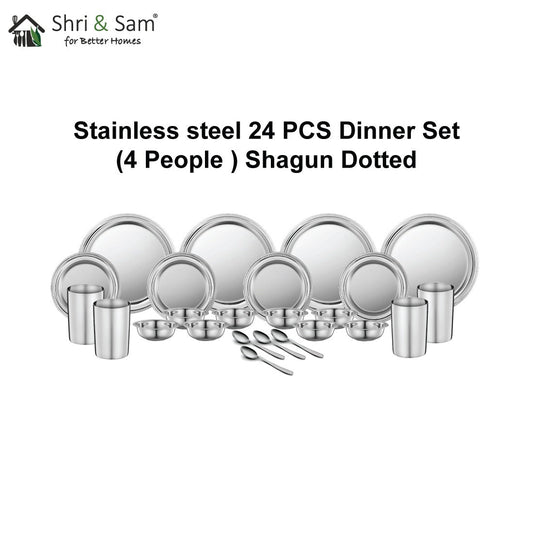 Stainless Steel 24 PCS Dinner Set (4 People) Shagun Dotted