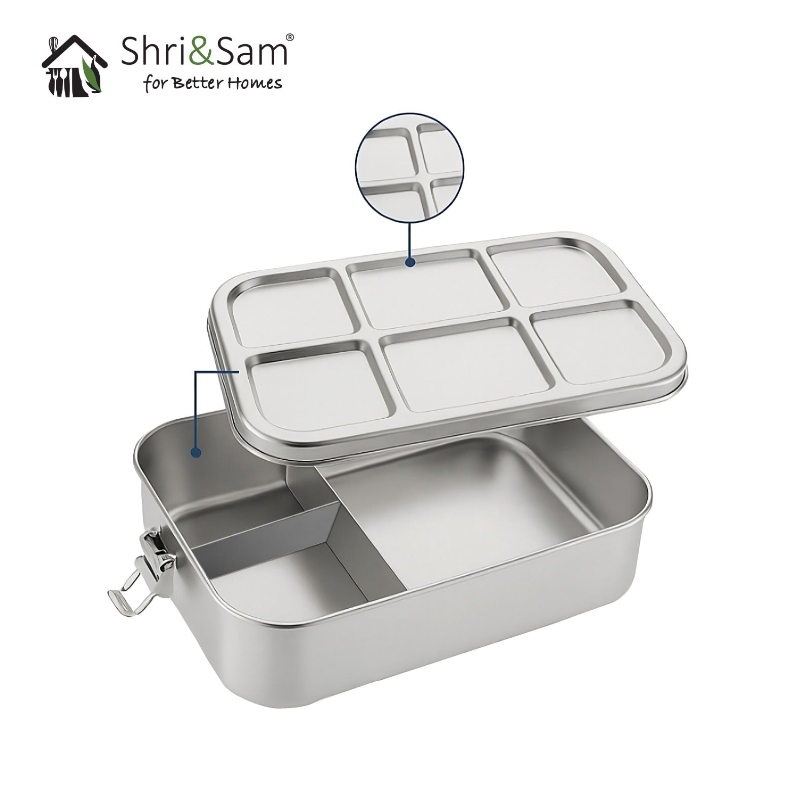 Stainless Steel 304 Lunch Box with Leak Proof 3 Compartments