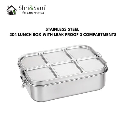Stainless Steel 304 Lunch Box with Leak Proof 3 Compartments