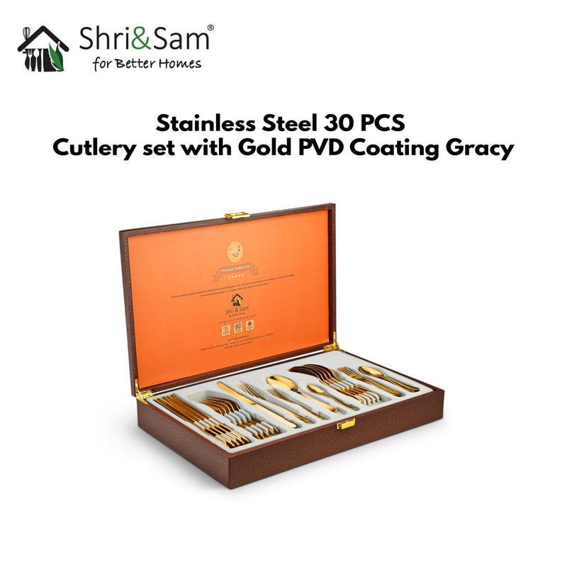 Stainless Steel 30 PCS Cutlery set with Gold PVD Coating Gracy