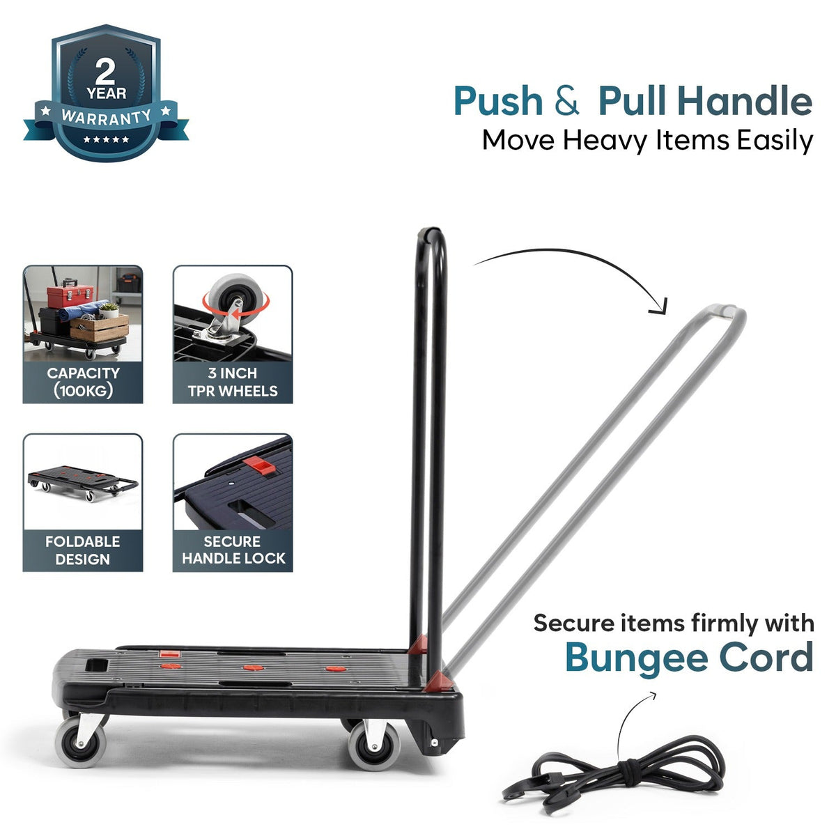 Corvids 100 Kg Portable & Compact Plastic Platform Trolley-4