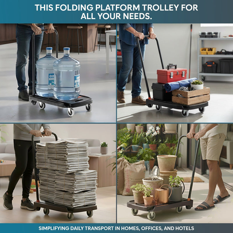 Corvids 100 Kg Portable & Compact Plastic Platform Trolley-6
