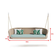 Hoshin Double Seater Hanging Swing Without Stand For Balcony , Garden Swing (Tan) Braided & Rope