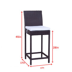 Lomeo Outdoor Patio Bar Sets 4 Chairs and 1 Table (Dark Brown)