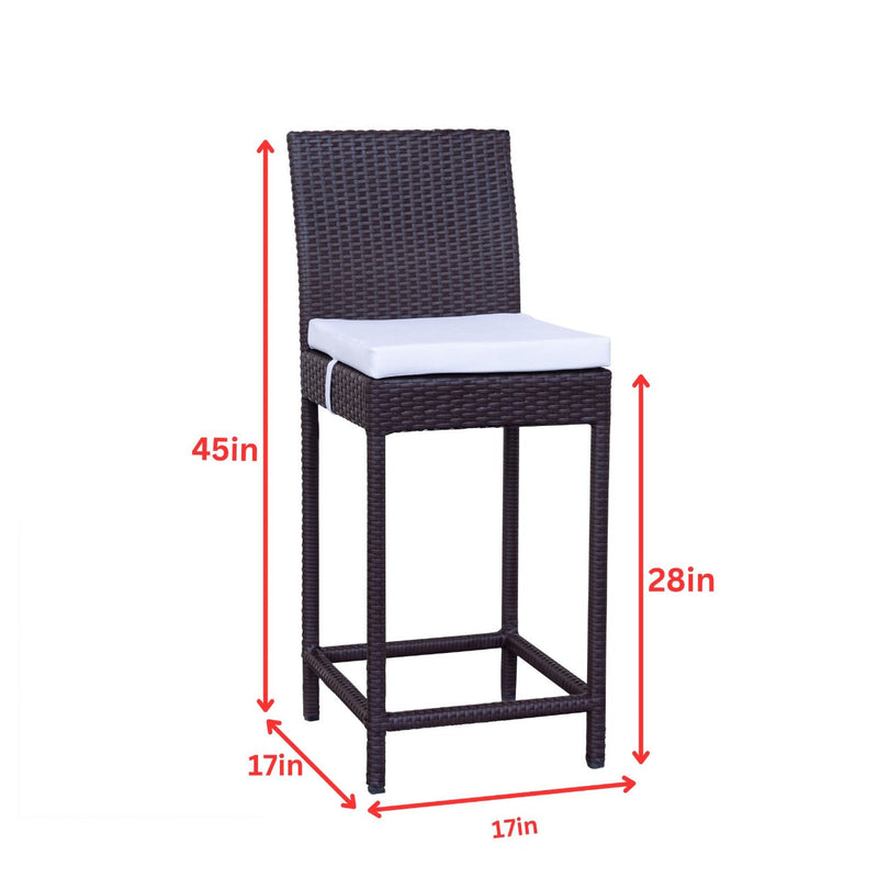 Lomeo Outdoor Patio Bar Sets 4 Chairs and 1 Table (Dark Brown)