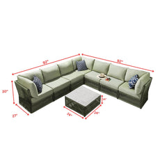 Torrez Outdoor Sofa Set 7 Seater, 1 Center Table Set (Green) Braided & Rope