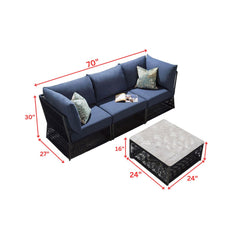 Adán Outdoor Sofa Set 3 Seater and 1 Center Table Set (Blue) Braided & Rope