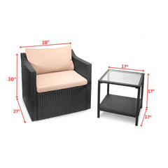 Blox Outdoor Patio Seating Set 2 Chairs and 1 Table Set (Black)