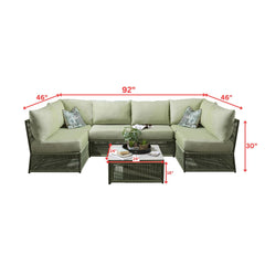 Vonnegut Outdoor Sofa Set 6 Seater and 1 Center Table Set (Green) Braided & Rope
