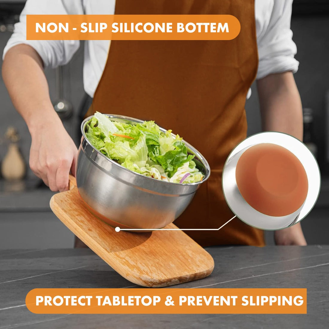 Stainless Steel Anti-Skid Mixing Bowl – Set of 3