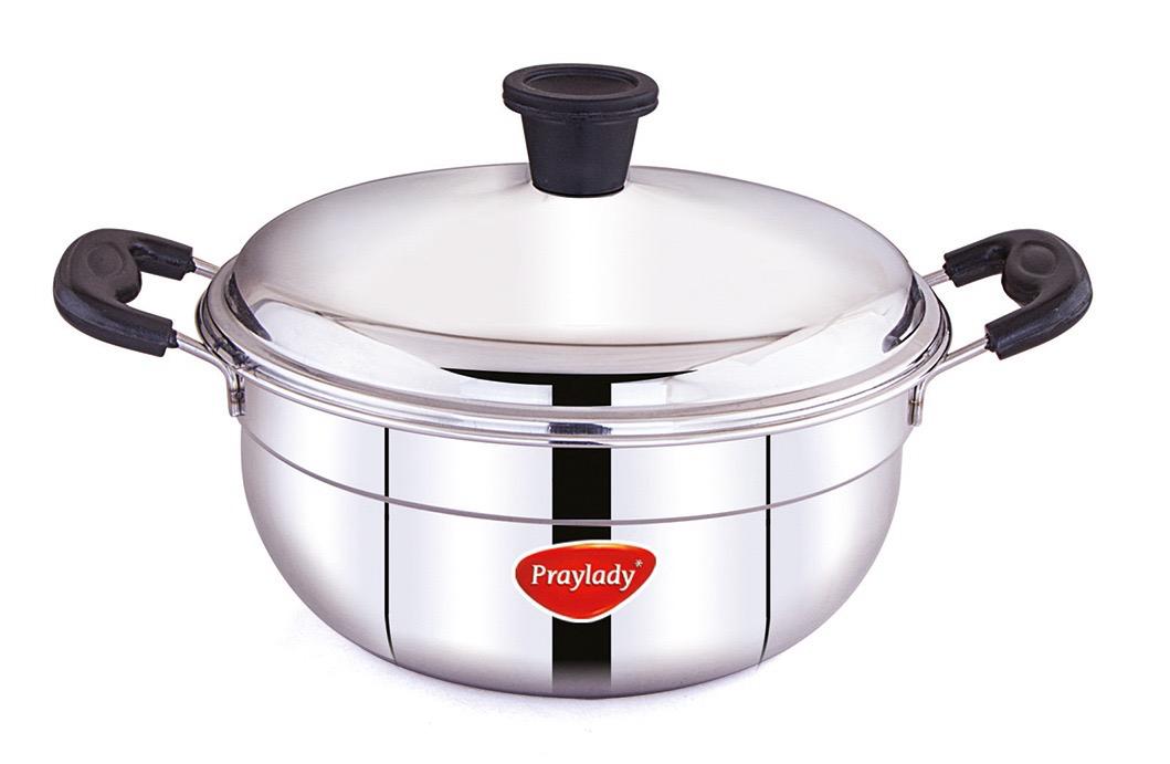 Praylady Sigma Multi Kadai 8 Idli Capacity | 2-Plate Multi-Purpose Idli & Cooking Kadai | Stainless Steel Multi Kadai for Idli, Steaming & Everyday Cooking